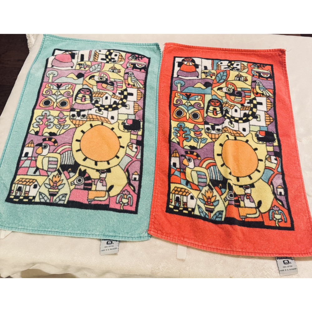 Vintage Hilasal Terrycloth Towels Fernando La Palma El Salvador 100% cotton folk